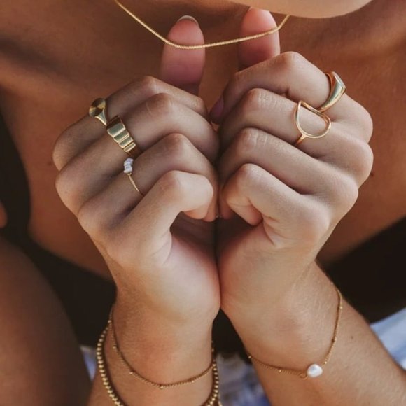 Gold Ring Open Circle Ring Unique Ring WATERPROOF Ring Gift for her Size 6, 7, 8 - Picture 3 of 8